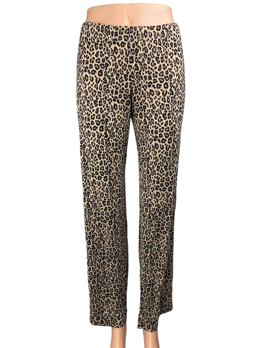 Nordstrom Rack Womens Brown leopard Animal Print Wide Leg Sleepwear Pajamas Sz S